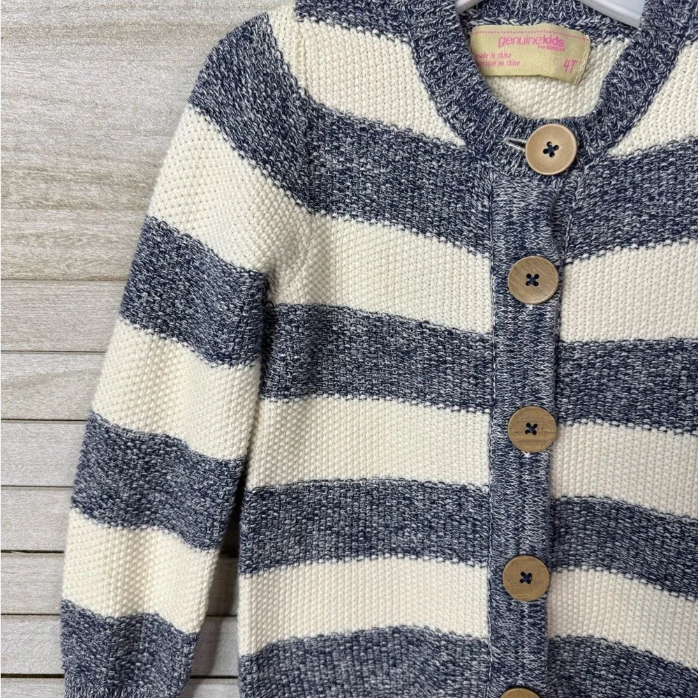 Genuine Kids Navy and Creamy White Striped Cardigan. Size 4t. Great Condition.